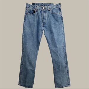 Levis 501 Jeans Mens Straight Leg Light Wash Denim 33x30